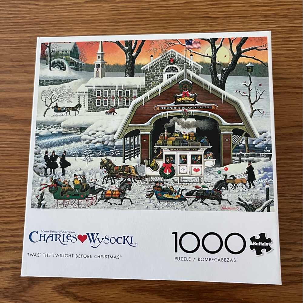 Charles Wysocki JigsawPuzzle TWAS THE TWILIGHT BEFORE CHRISTMAS 1000 Pieces Used